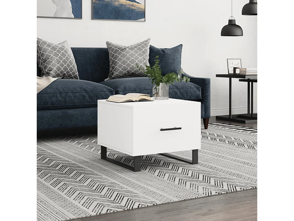 Table basse blanc 50x50x40 cm bois d'ingénierie