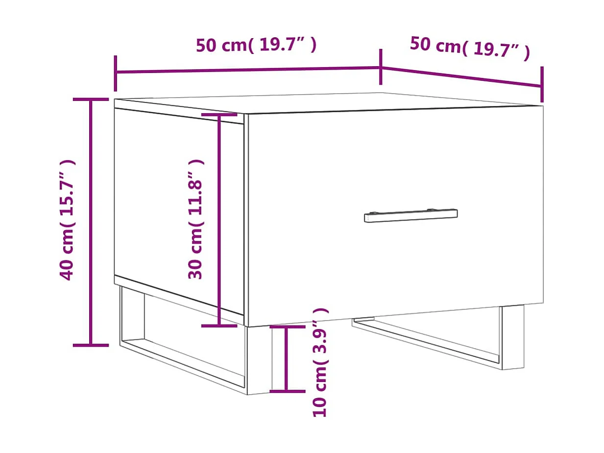 Table basse blanc 50x50x40 cm bois d'ingénierie