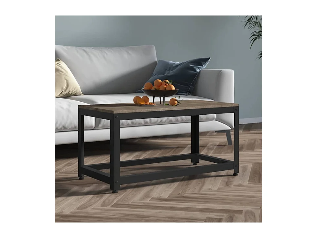 Table basse Gris et noir 90x45x45 cm MDF et fer