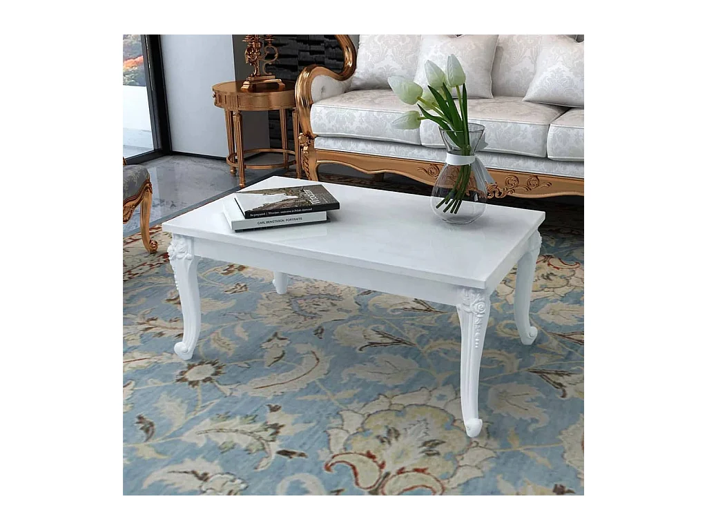 Table basse 100x60x42 cm Blanc brillant