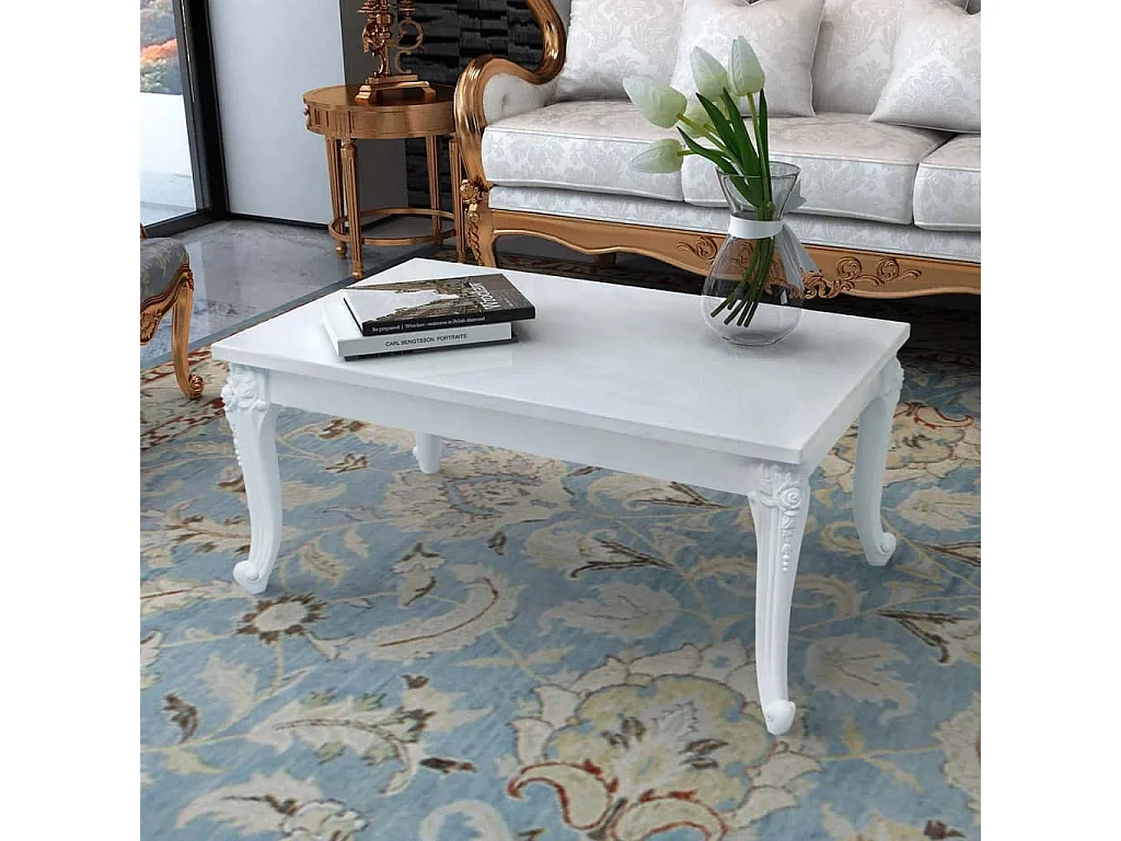 Table basse 100x60x42 cm Blanc brillant
