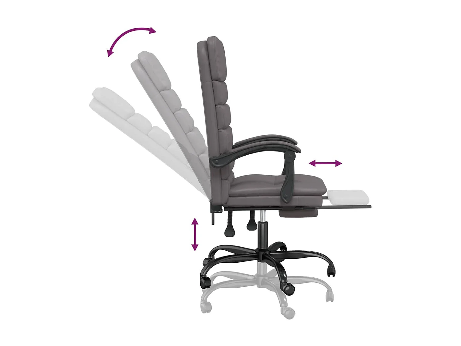 Fauteuil de massage inclinable de bureau Gris Similicuir