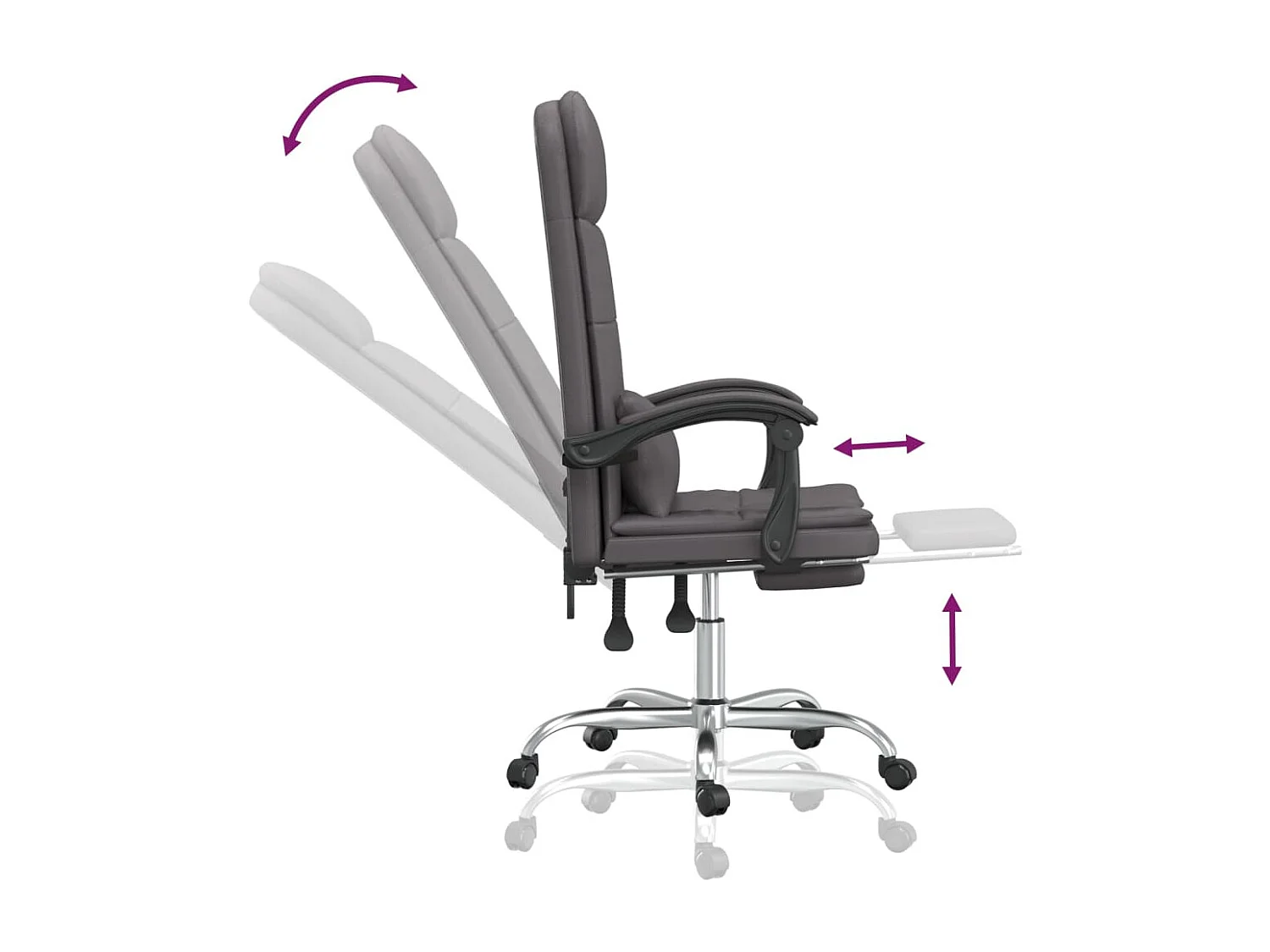 Fauteuil de massage inclinable de bureau Gris Similicuir