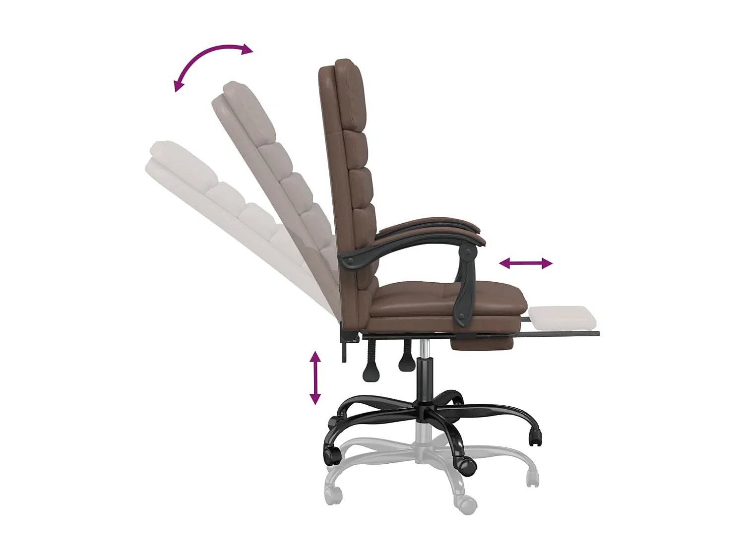 Fauteuil de massage inclinable de bureau Marron Similicuir