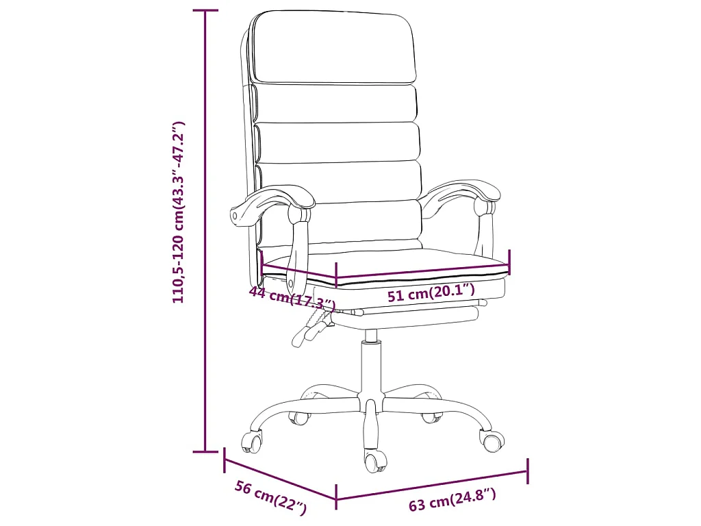 Fauteuil de massage inclinable de bureau Marron Similicuir
