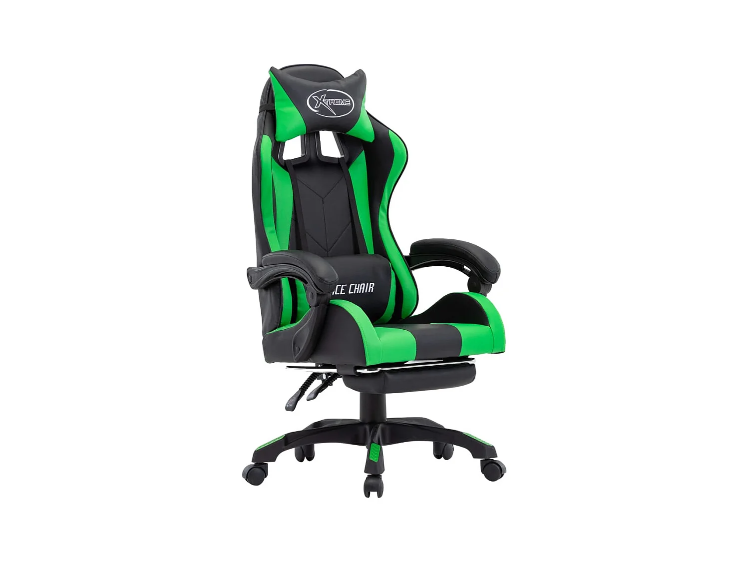Fauteuil de jeux vidéo avec repose-pied Vert et noir Similicuir