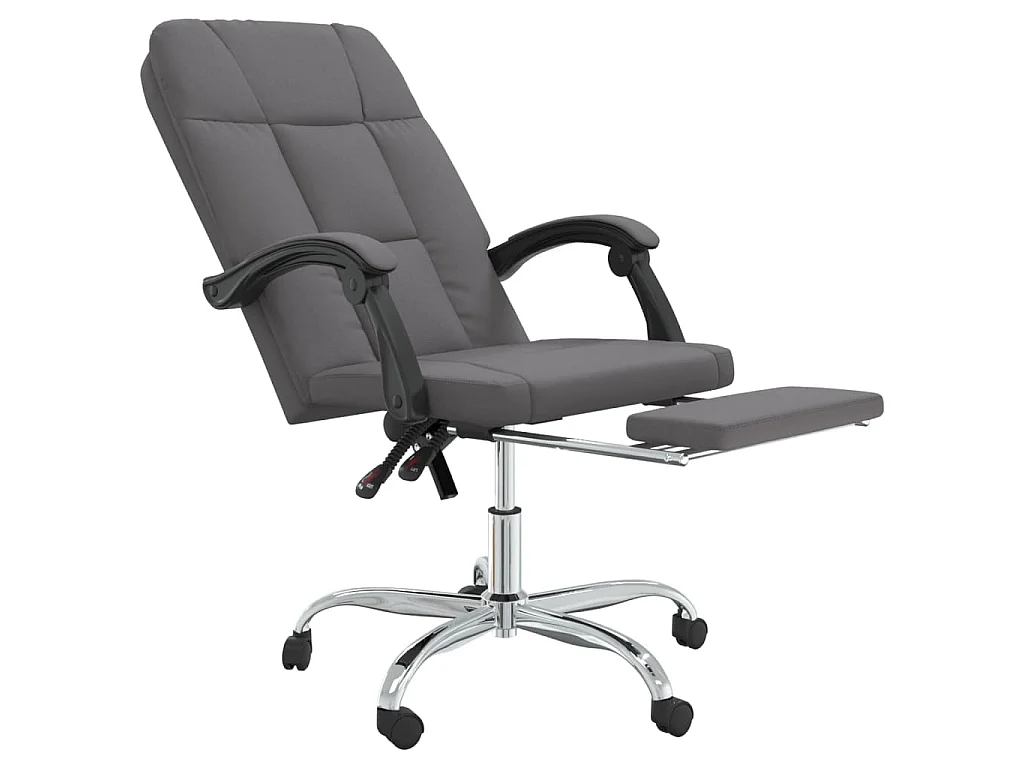 Cadeira de escritório reclinável couro artificial cinzento