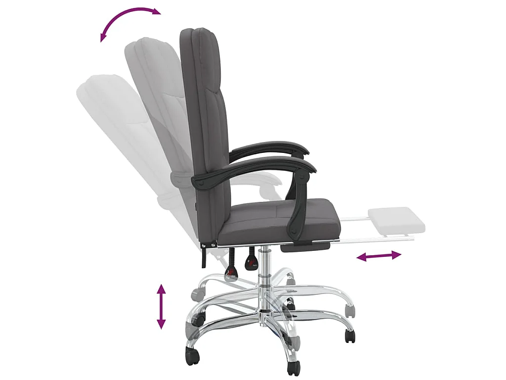 Cadeira de escritório reclinável couro artificial cinzento