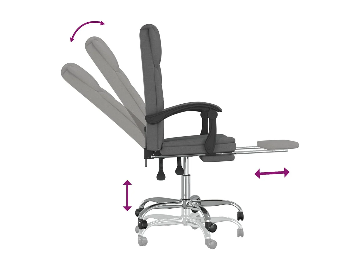 Fauteuil inclinable de bureau Gris foncé Tissu