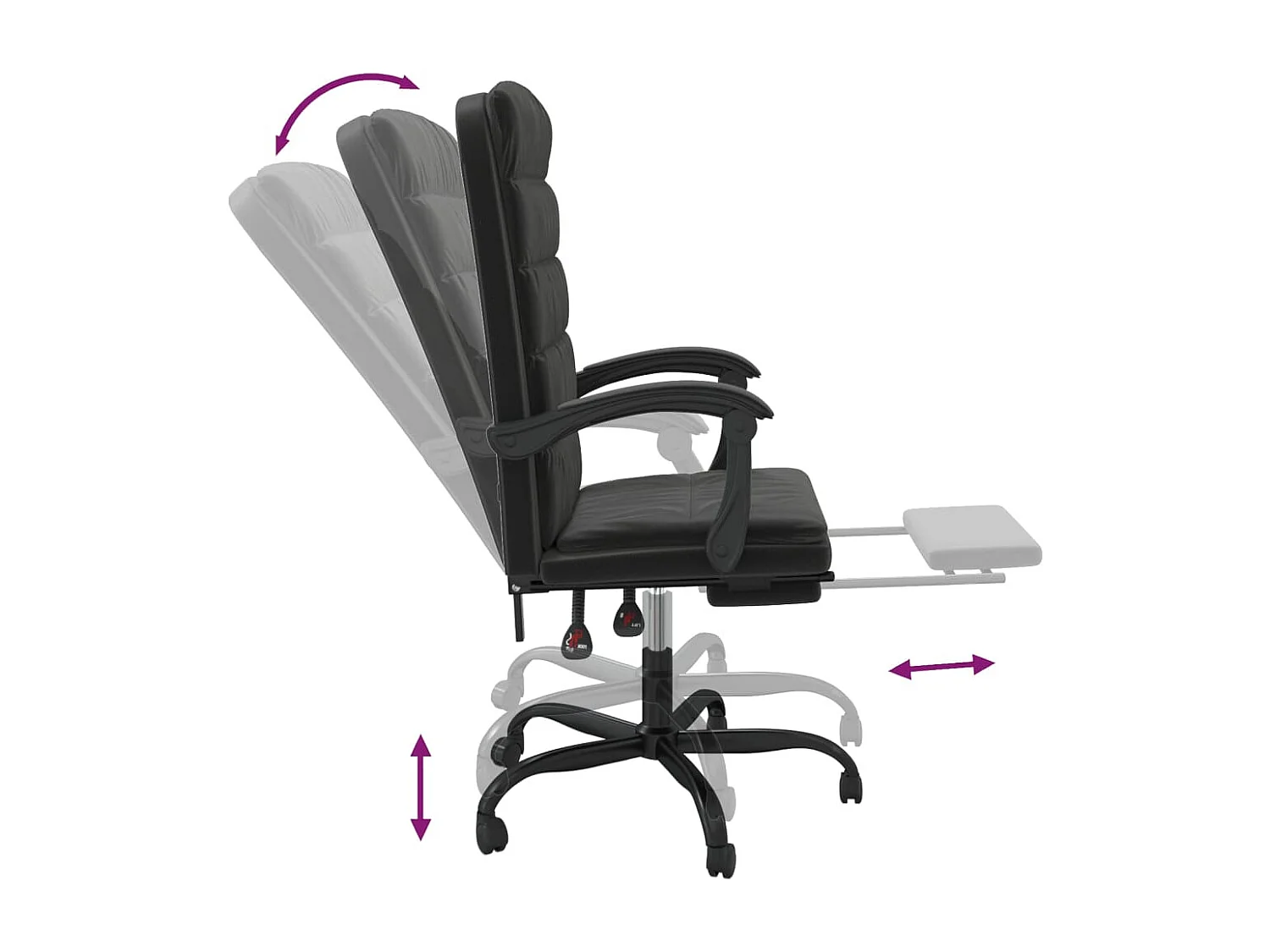 Bürostuhl mit Liegefunktion Schwarz Samt