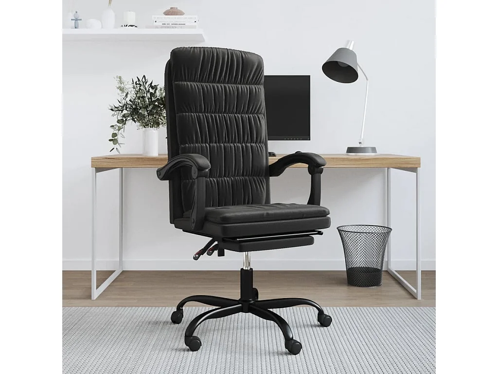 Silla de oficina reclinable terciopelo negro