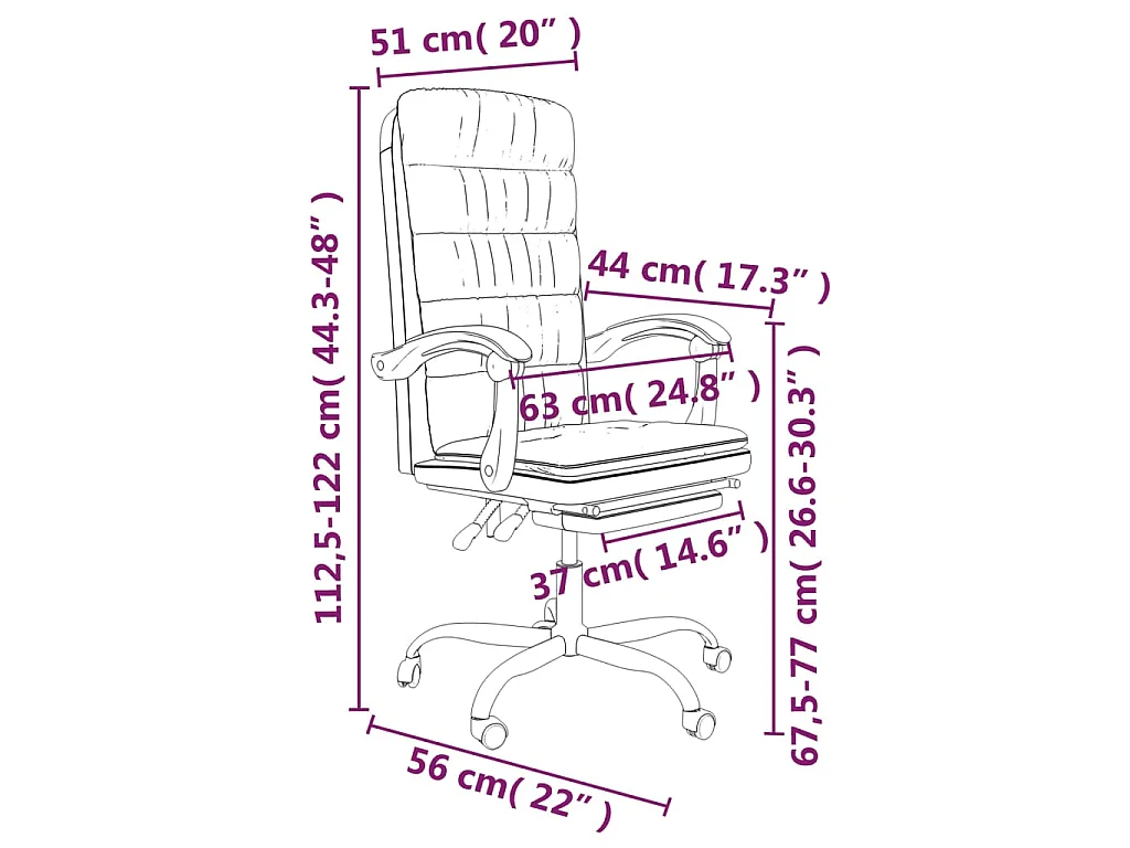 Silla de oficina reclinable terciopelo negro