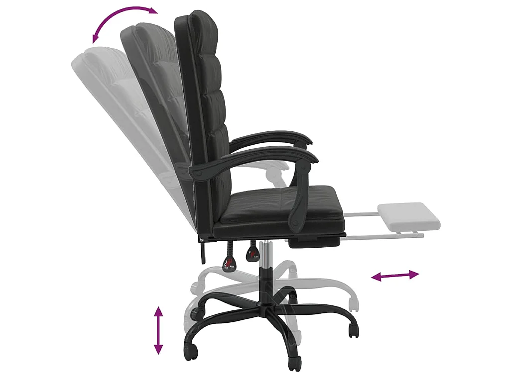 Silla de oficina reclinable terciopelo negro