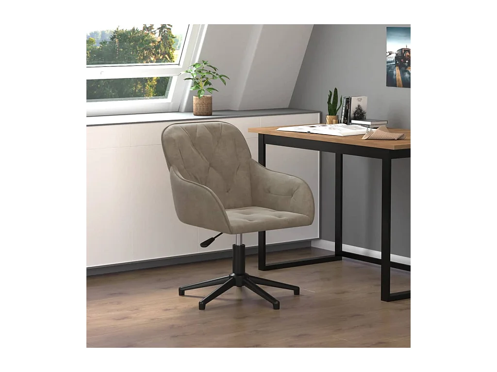 Chaise pivotante de bureau Gris clair Velours