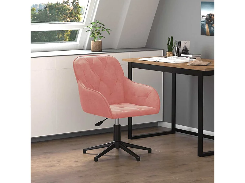 Sedia Girevole da Ufficio Rosa in Velluto