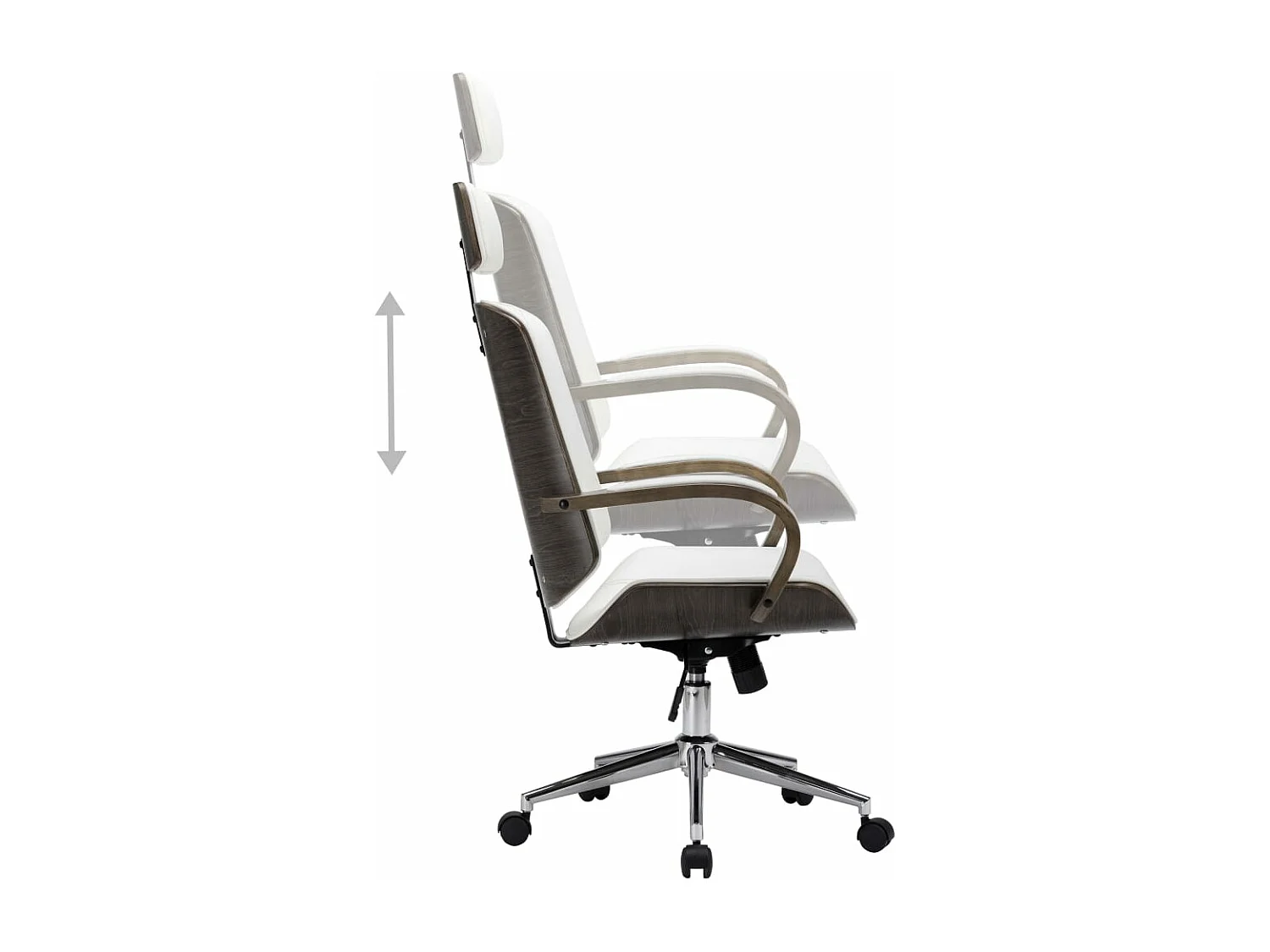 Chaise de bureau avec appuie-tête Blanc Similicuir et bois