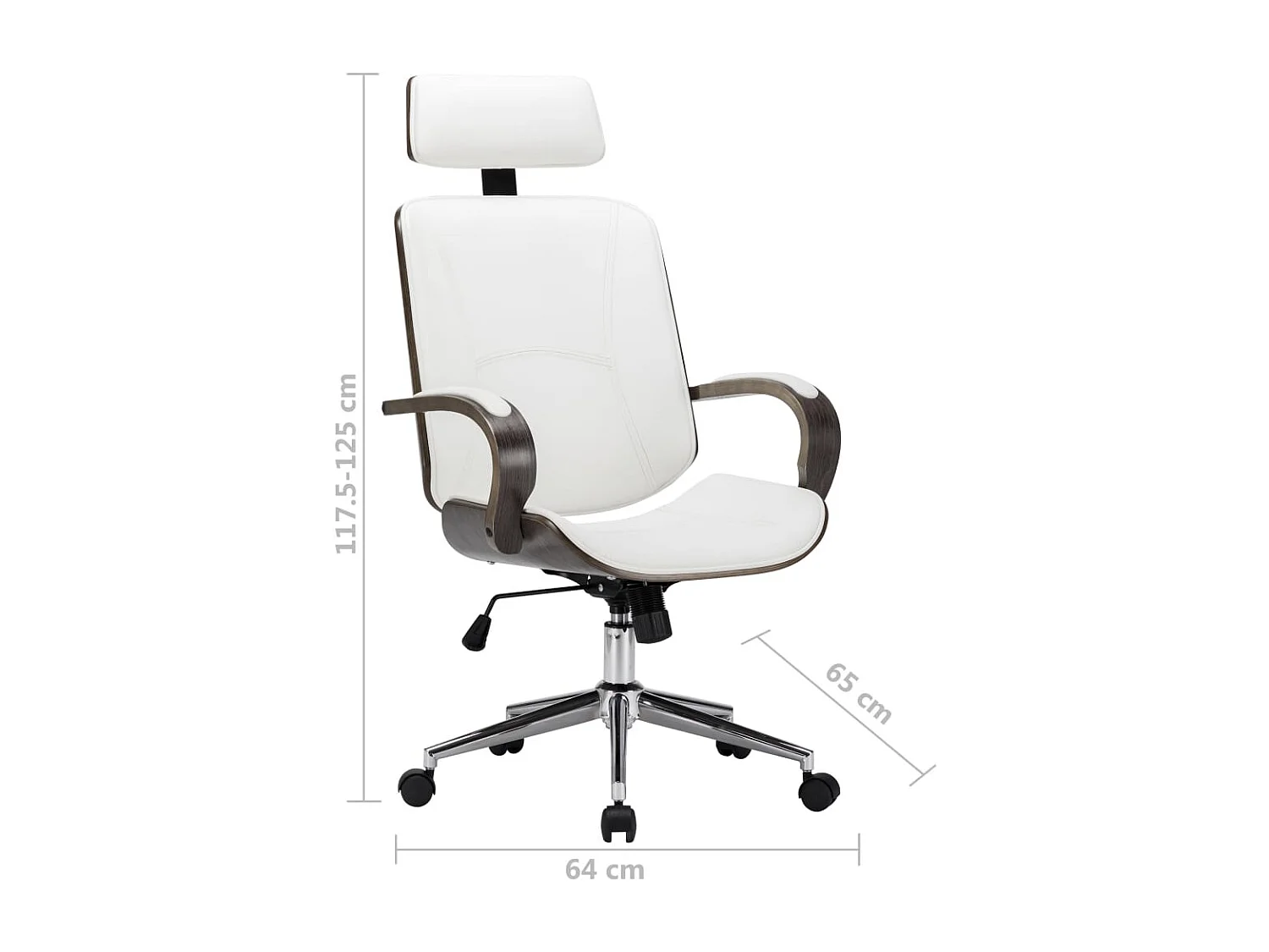 Chaise de bureau avec appuie-tête Blanc Similicuir et bois