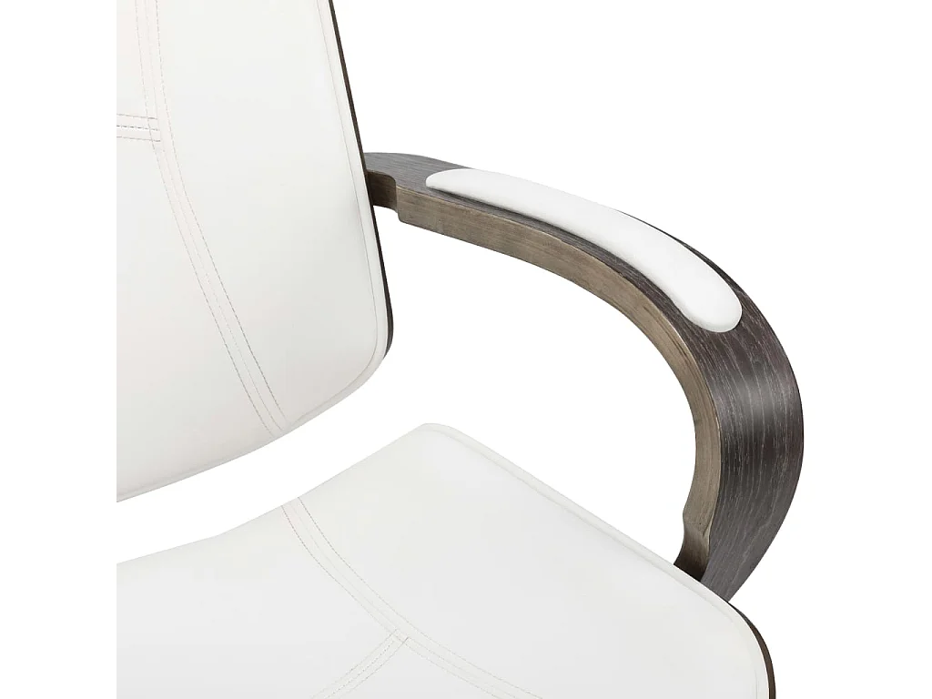 Chaise de bureau avec appuie-tête Blanc Similicuir et bois