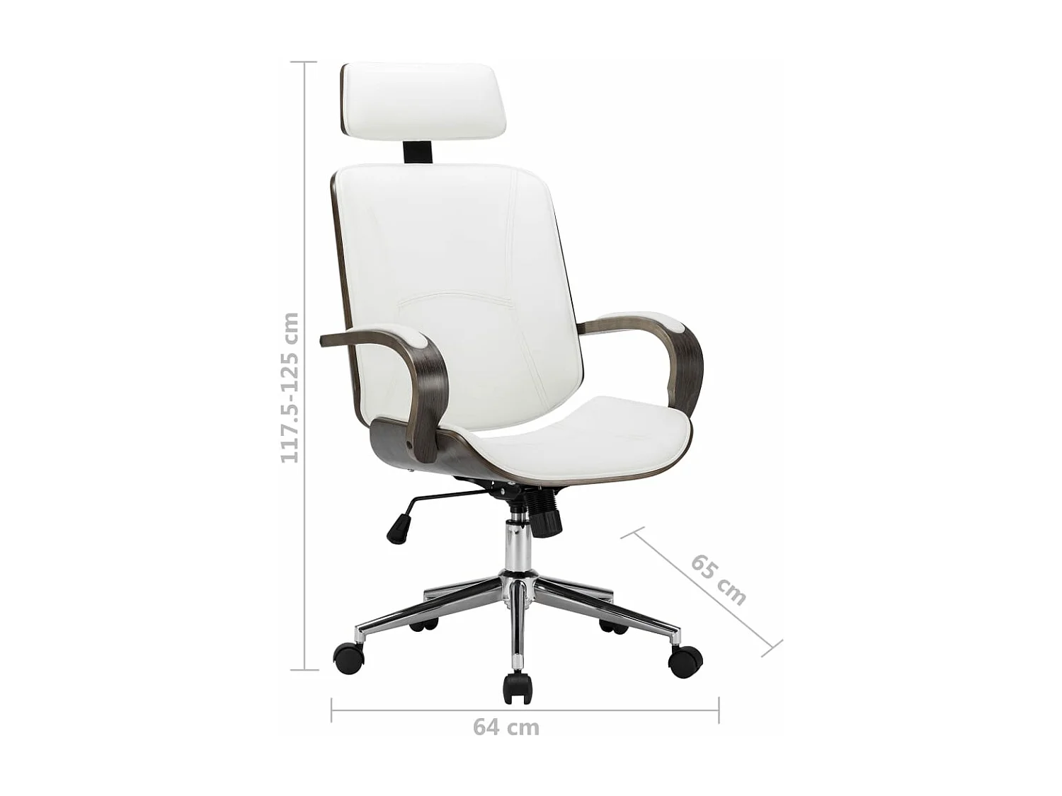 Chaise de bureau avec appuie-tête Blanc Similicuir et bois