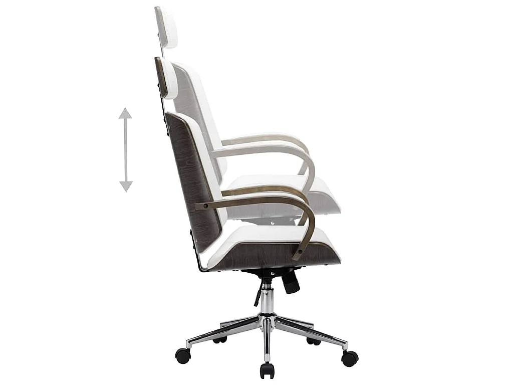 Chaise de bureau avec appuie-tête Blanc Similicuir et bois