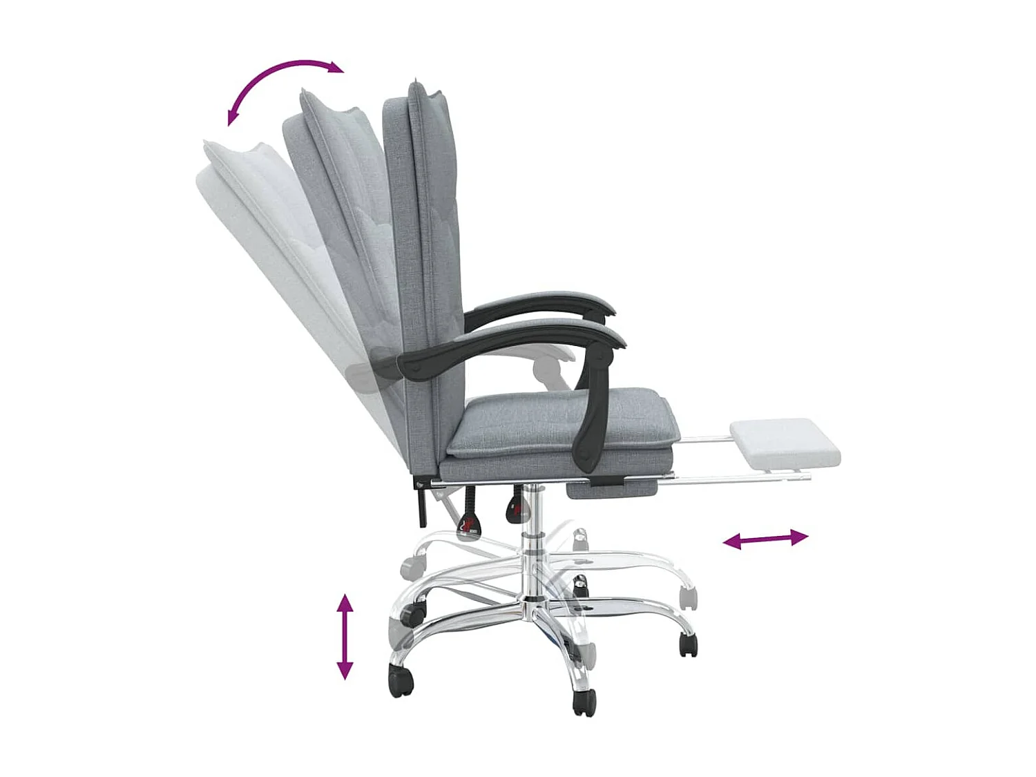 Fauteuil inclinable de bureau Gris clair Tissu