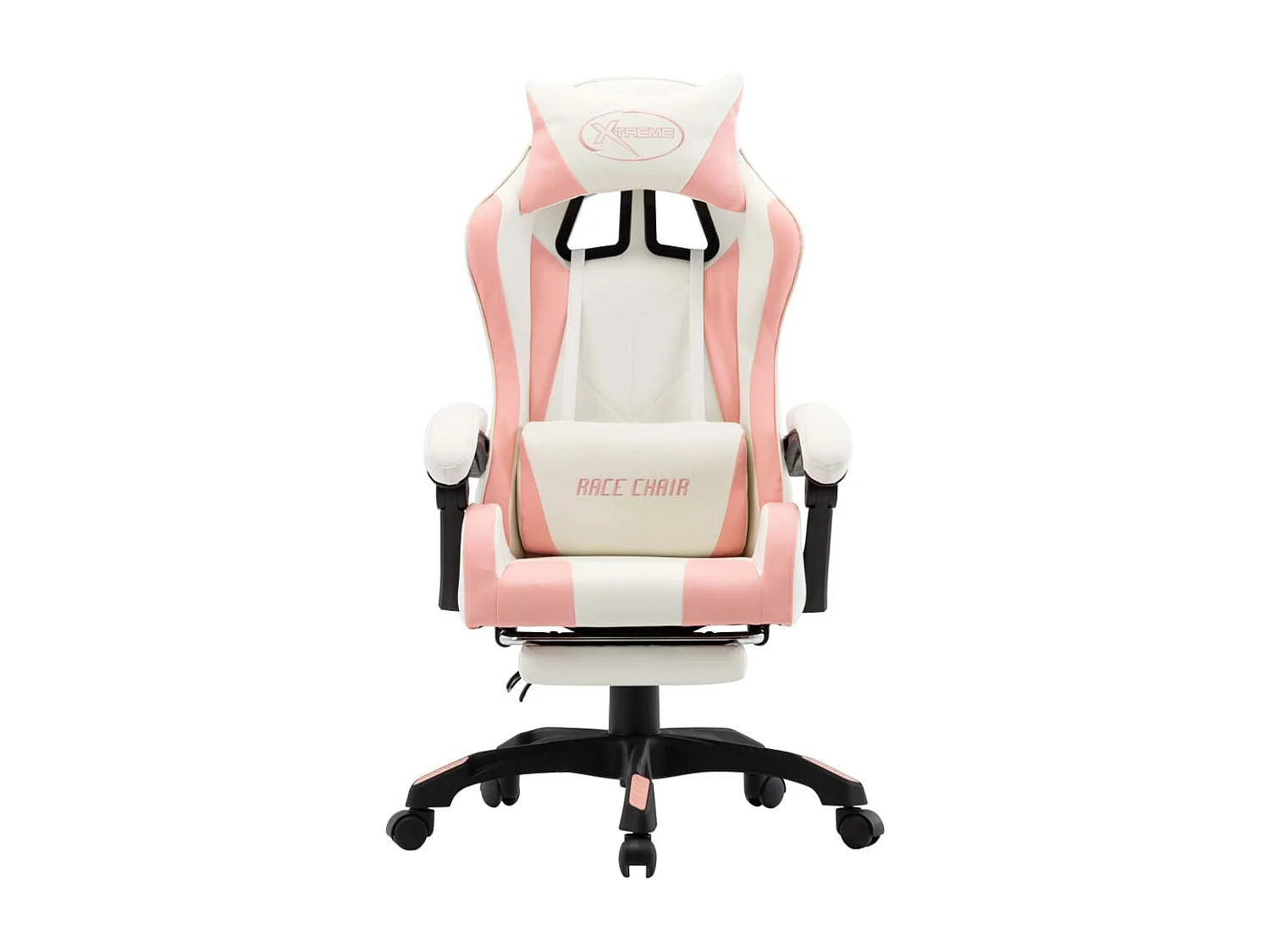 Gaming-Stuhl mit Fußstütze Rosa und Weiß Kunstleder
