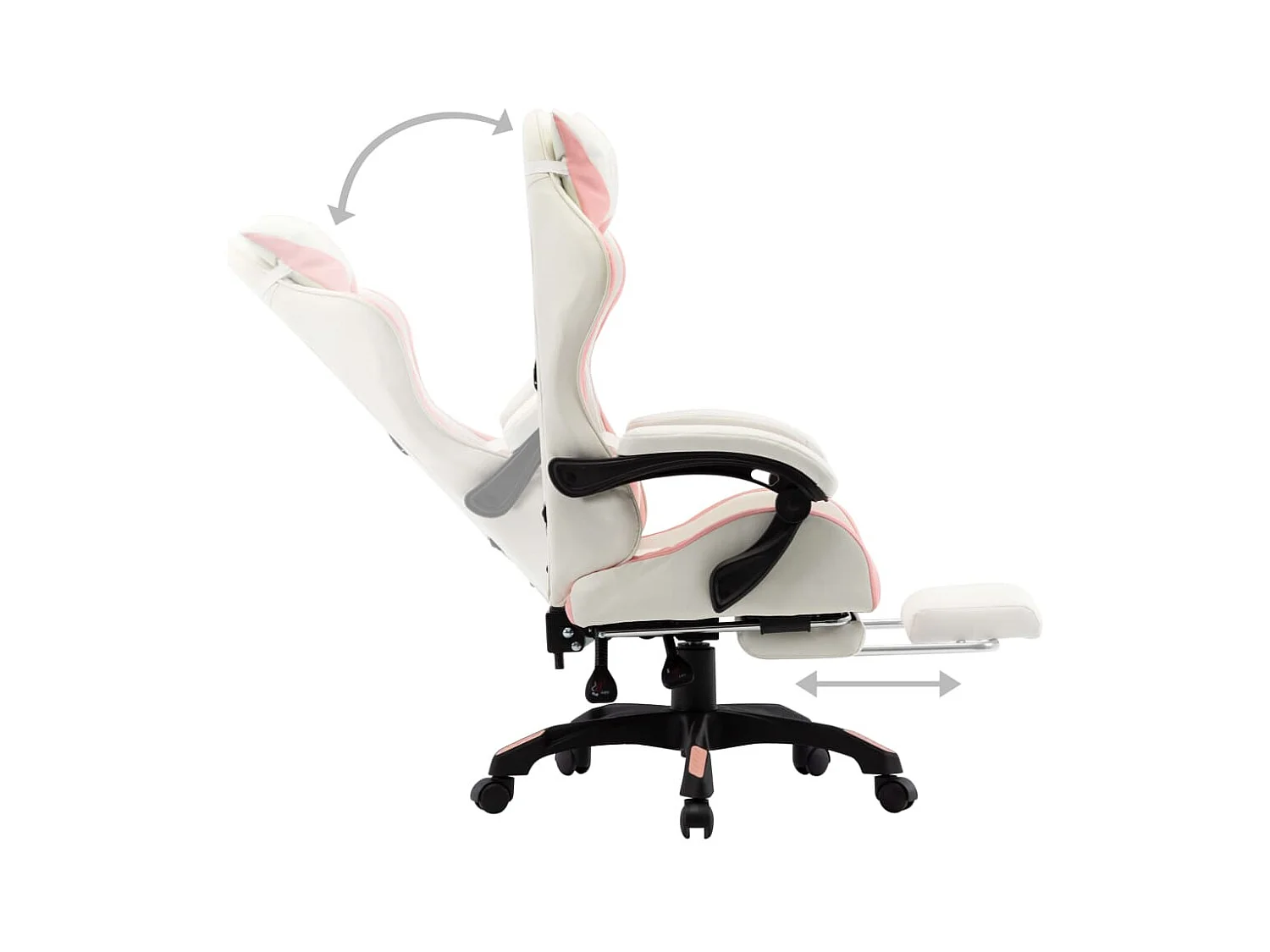 Fauteuil de jeux vidéo et repose-pied Rose et blanc Similicuir