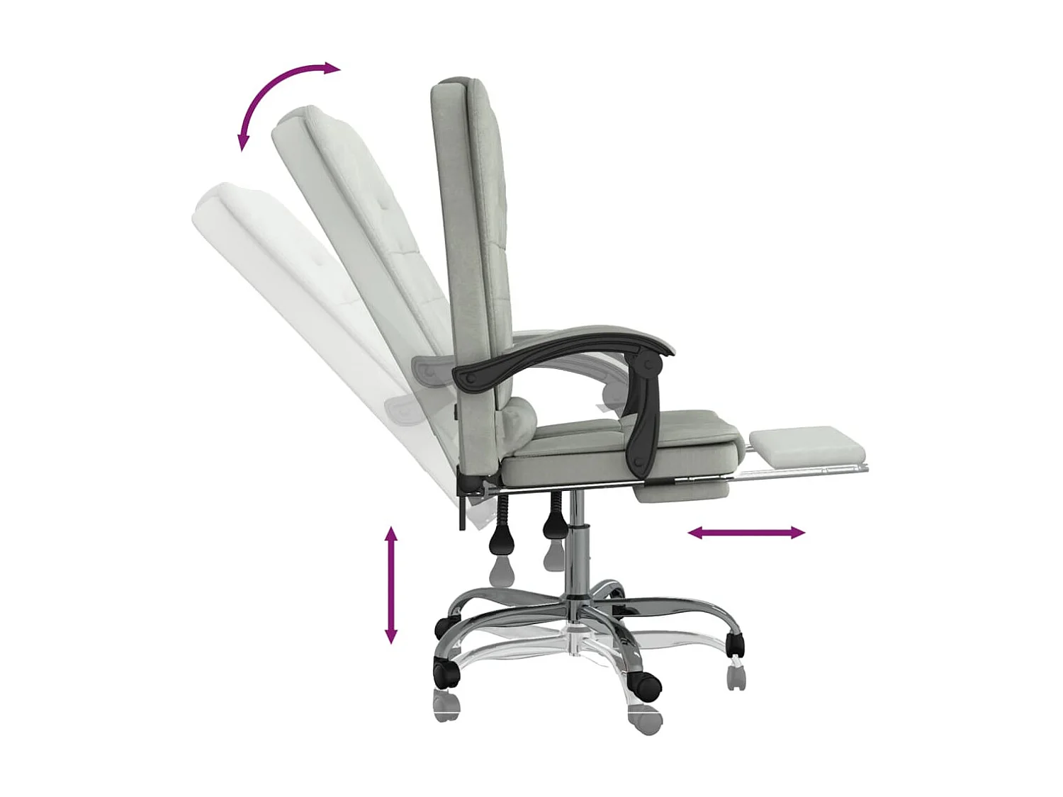 Fauteuil de massage inclinable de bureau Gris clair Velours