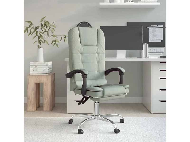 Fauteuil de massage inclinable de bureau Gris clair Velours