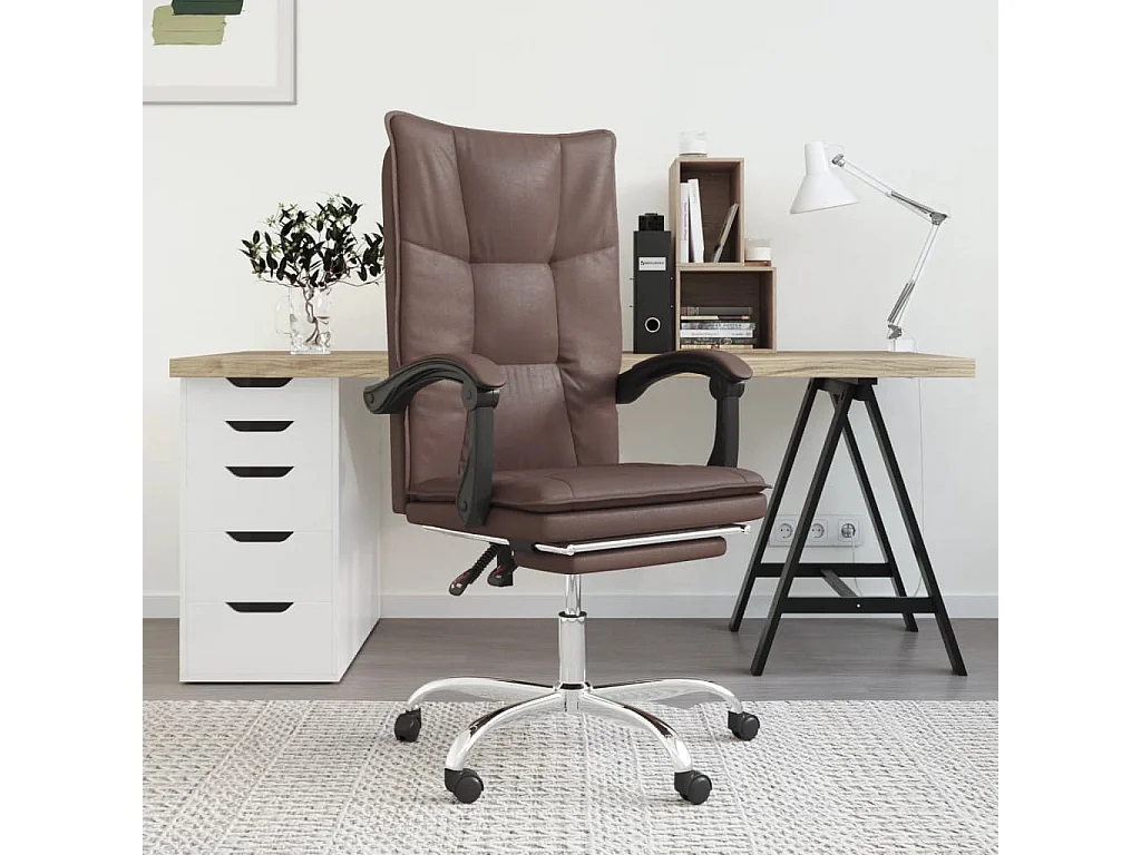 Bürostuhl mit Liegefunktion Braun Kunstleder