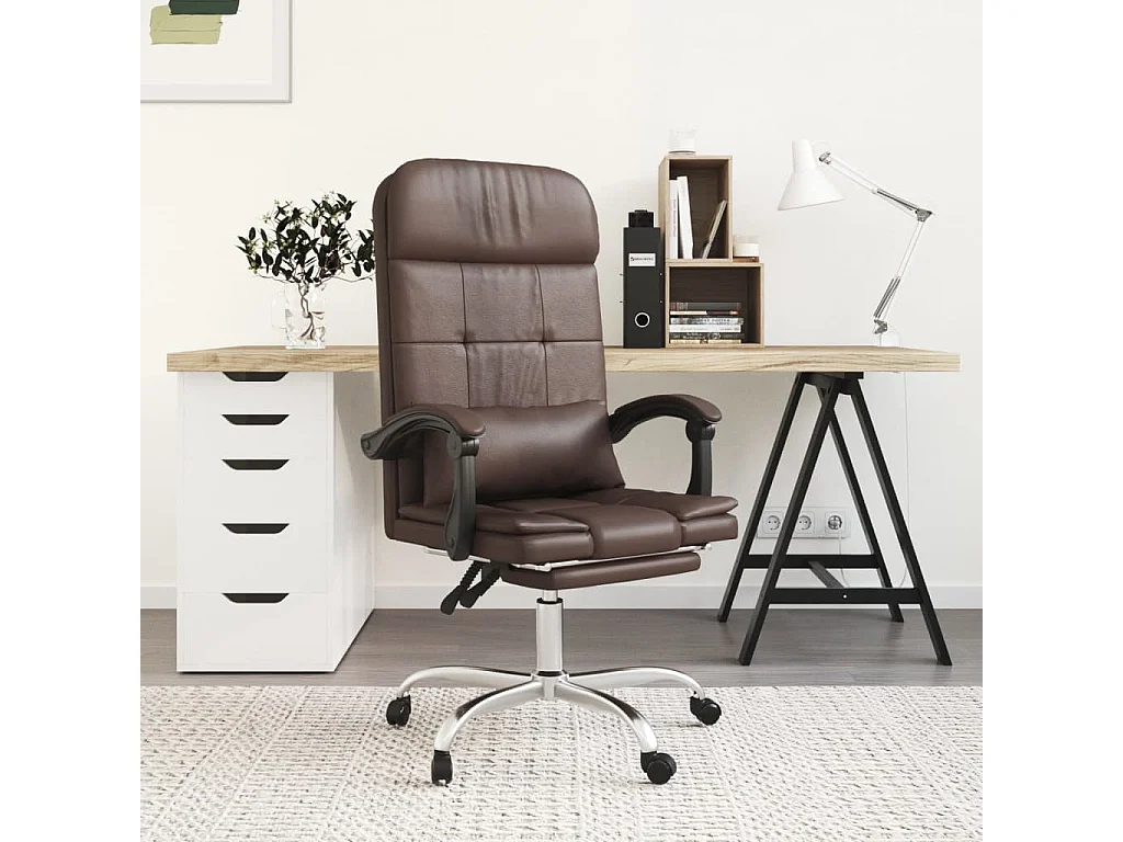 Fauteuil de massage inclinable de bureau Marron Similicuir