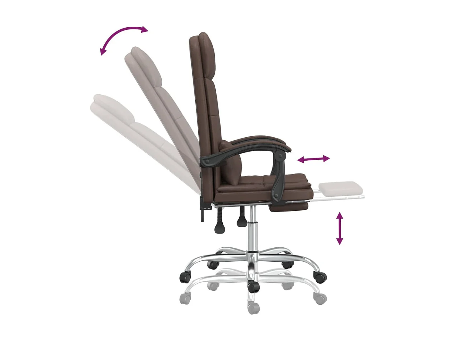 Fauteuil de massage inclinable de bureau Marron Similicuir