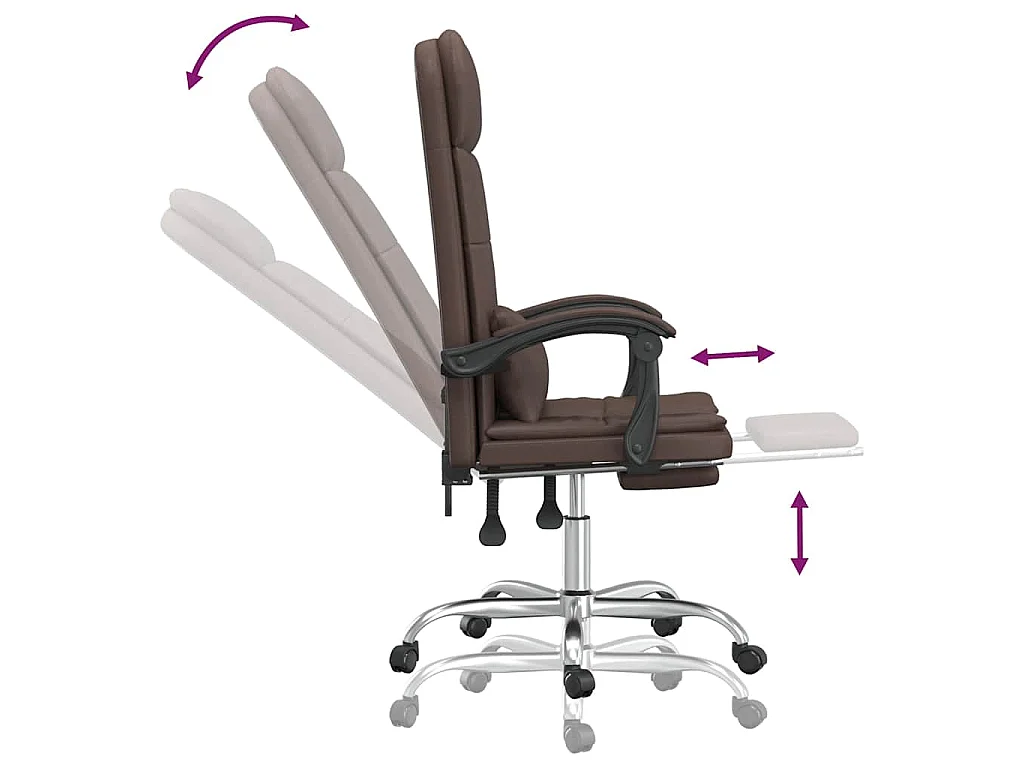 Fauteuil de massage inclinable de bureau Marron Similicuir