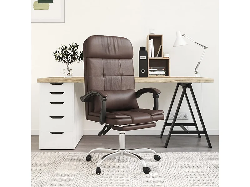 Fauteuil de massage inclinable de bureau Marron Similicuir