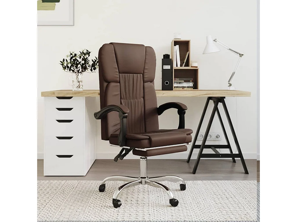 Bürostuhl mit Liegefunktion Braun Kunstleder