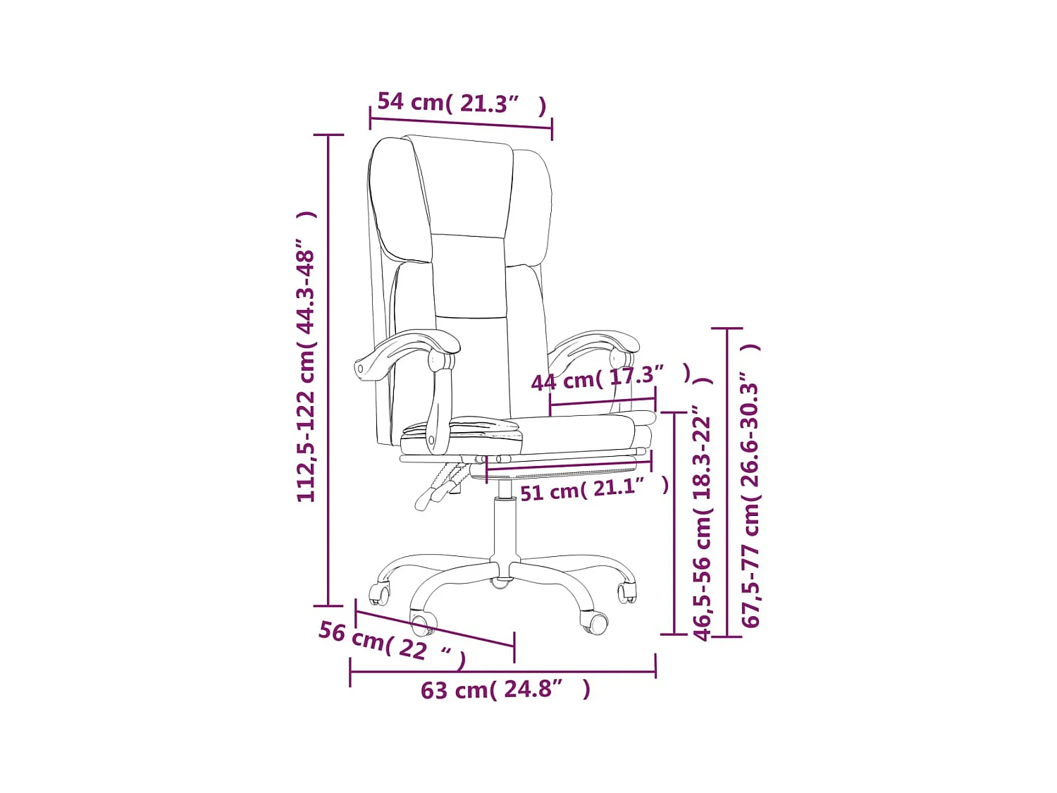 Fauteuil inclinable de bureau Noir Similicuir