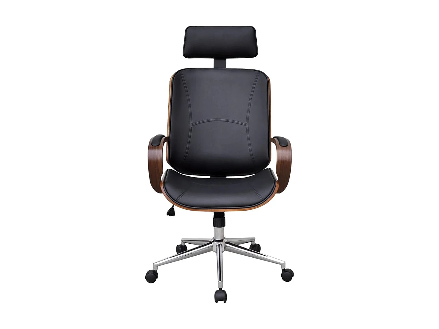 Chaise de bureau avec appuie-tête Bois cintré Similicuir