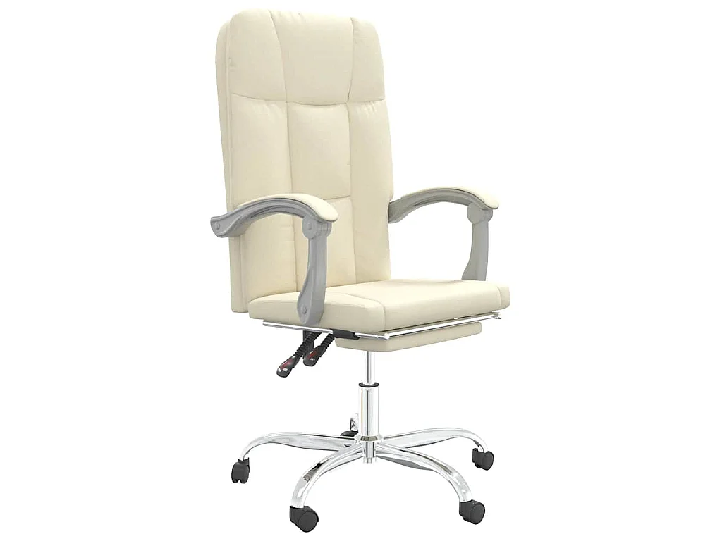 Silla de oficina reclinable cuero sintético crema