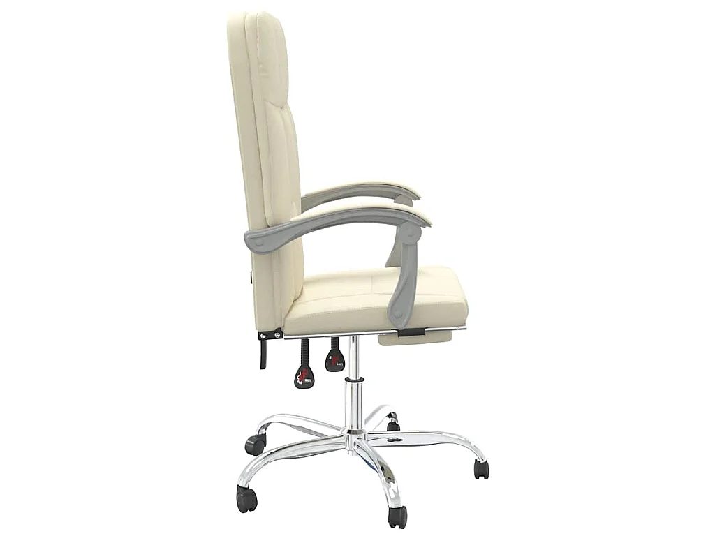 Silla de oficina reclinable cuero sintético crema