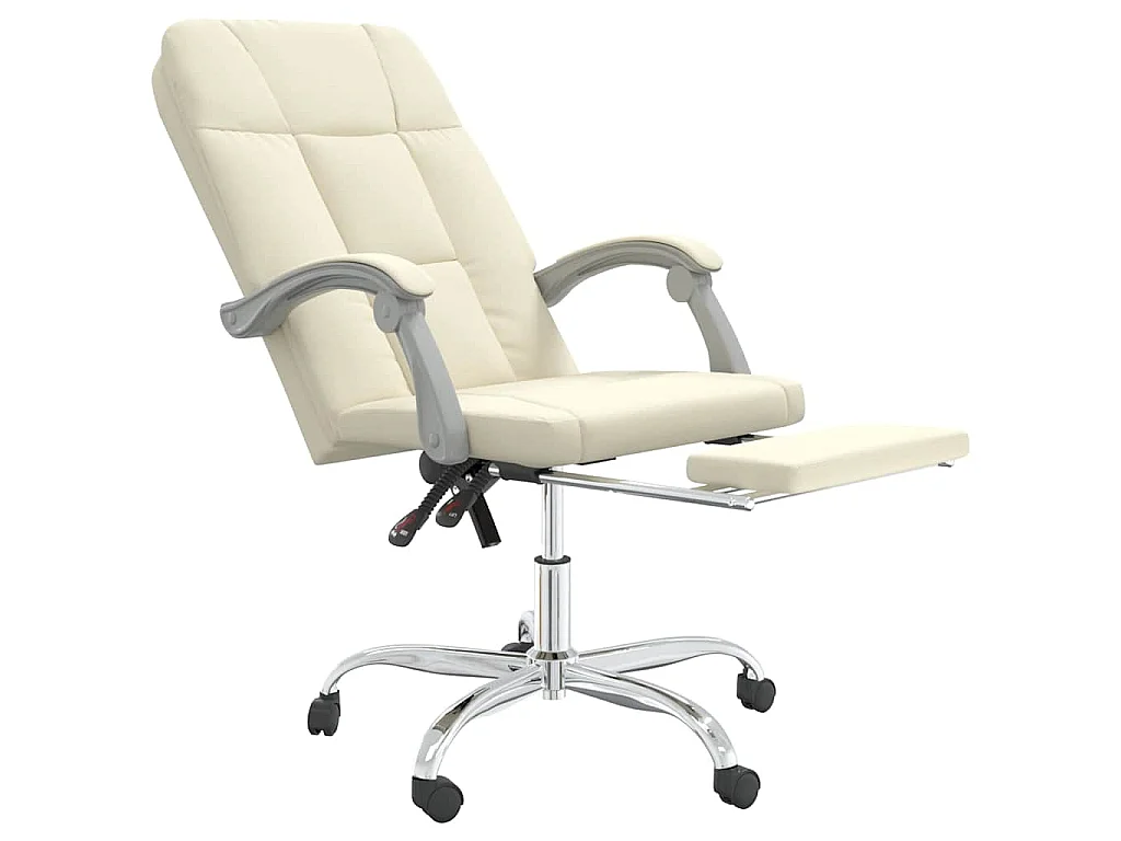 Silla de oficina reclinable cuero sintético crema