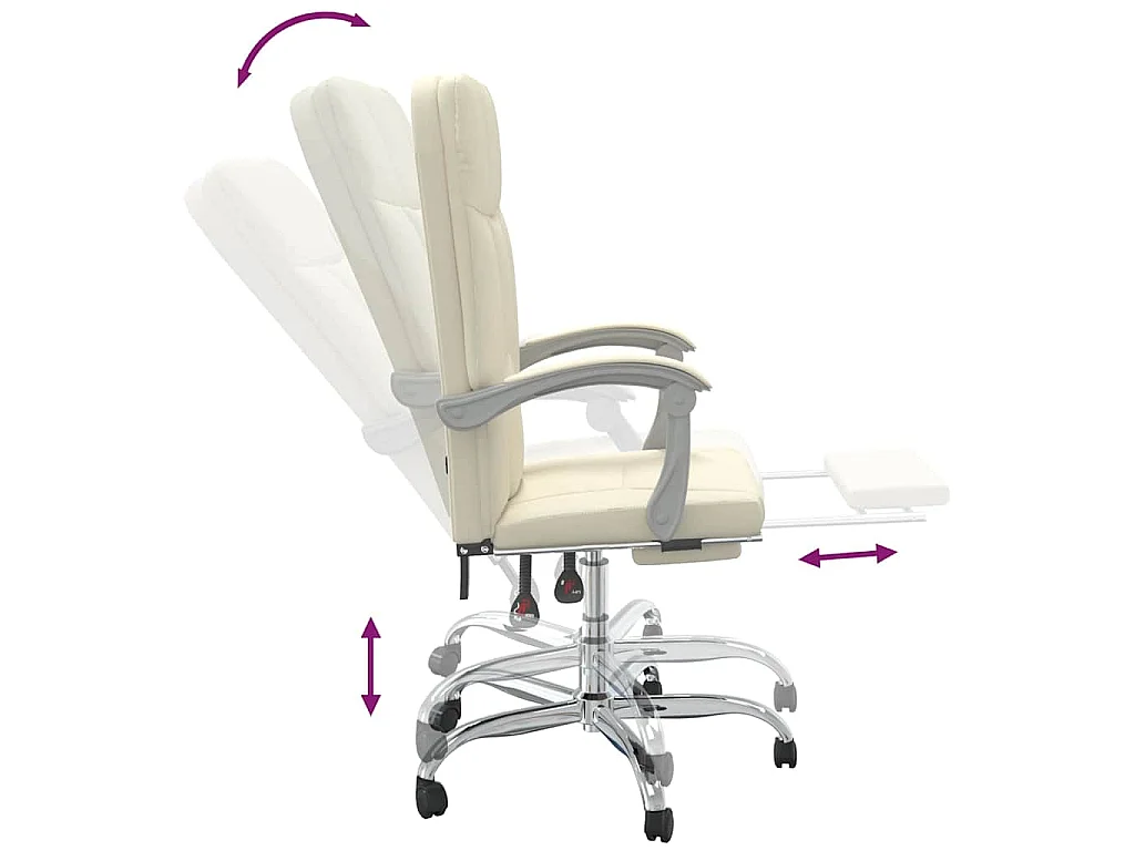 Silla de oficina reclinable cuero sintético crema