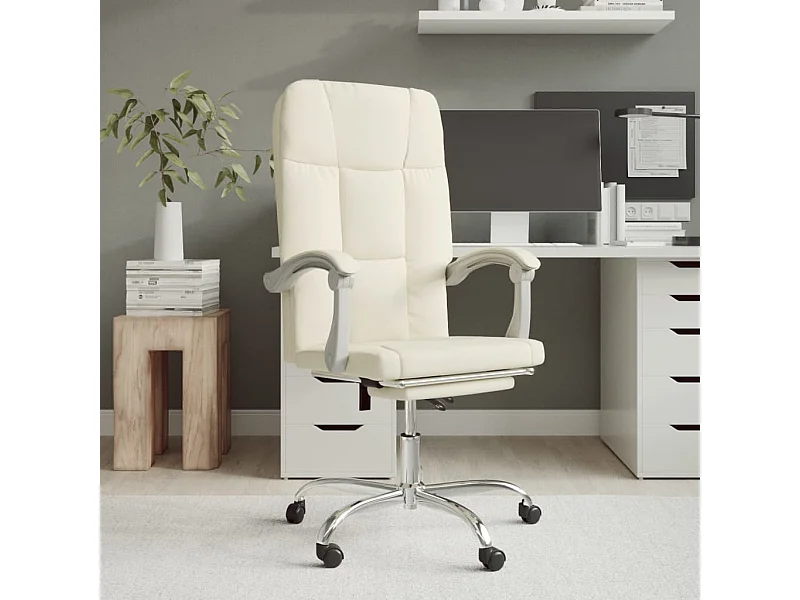 Bürostuhl mit Liegefunktion Creme Kunstleder