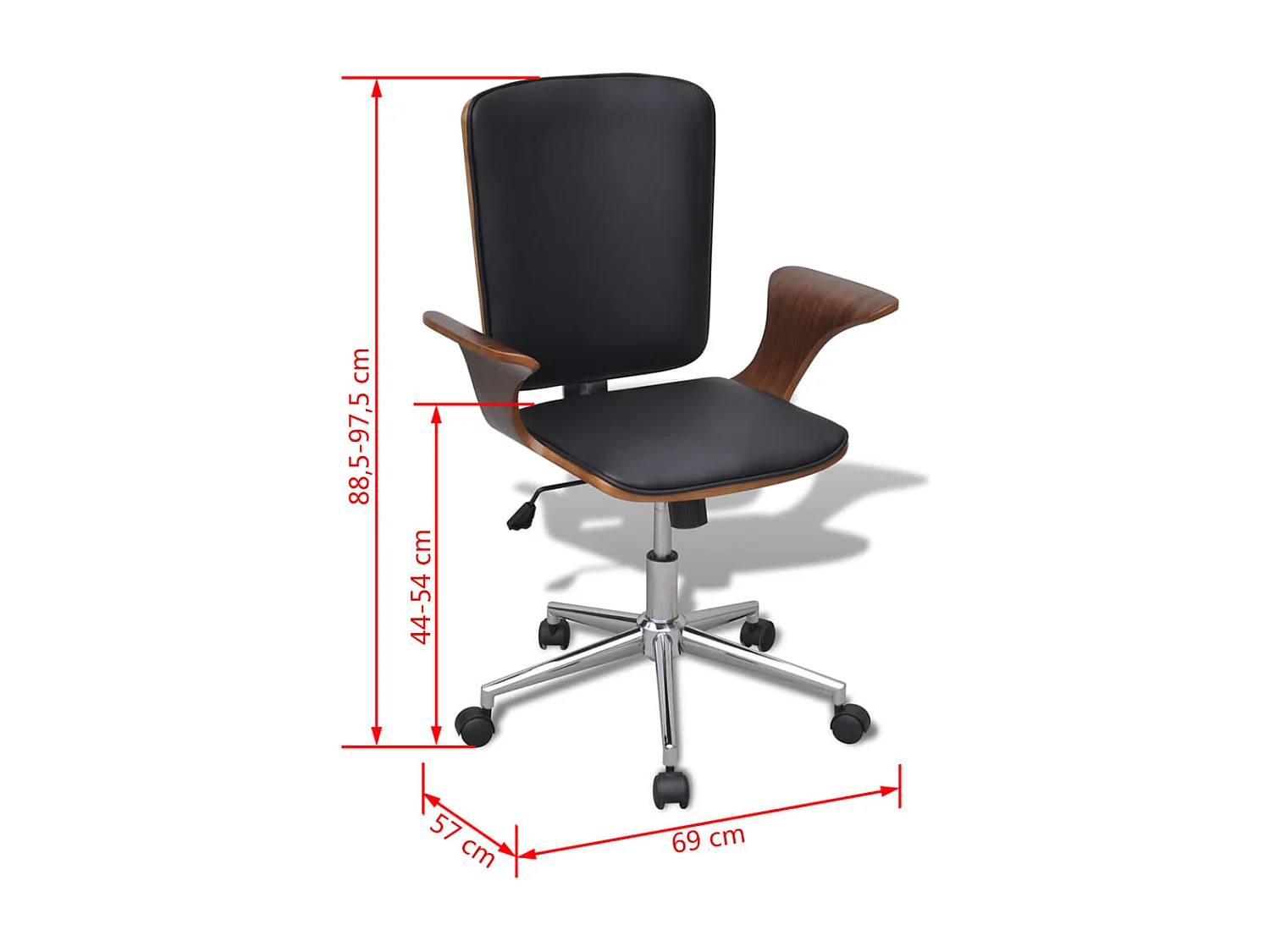 Sedia da Ufficio Girevole in Legno Curvato e Similpelle