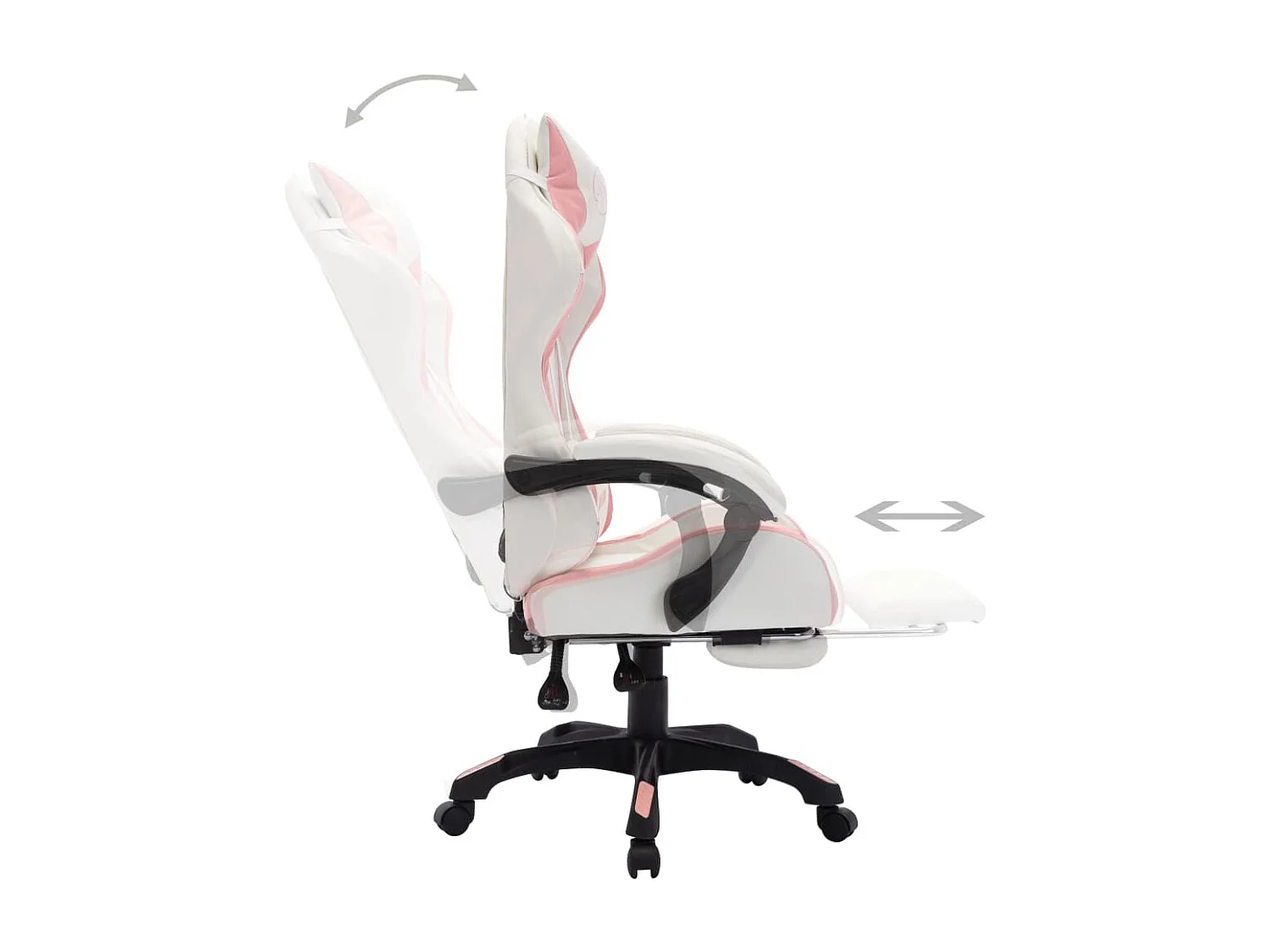 Fauteuil de jeux vidéo avec LED RVB Rose et blanc Similicuir