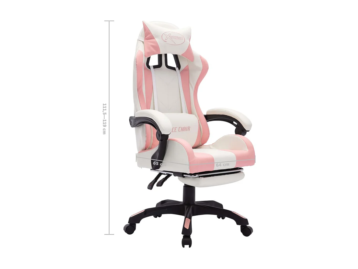 Fauteuil de jeux vidéo avec LED RVB Rose et blanc Similicuir