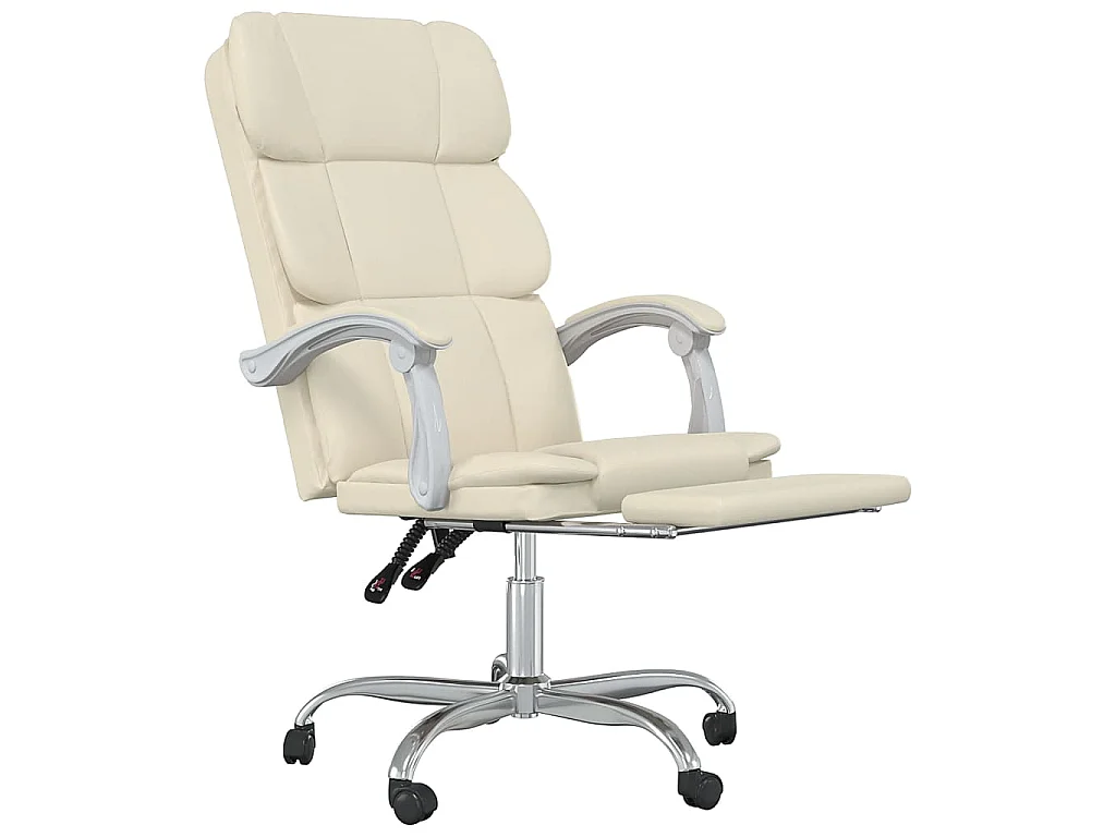 Kantoorstoel verstelbaar kunstleer crèmekleurig