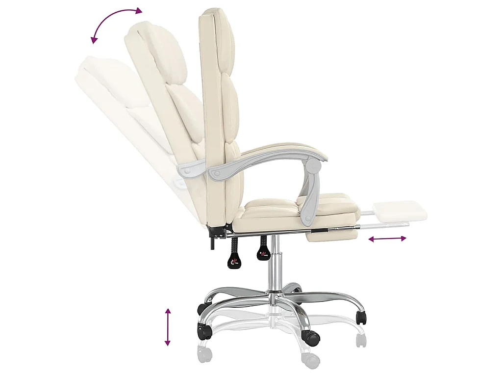 Kantoorstoel verstelbaar kunstleer crèmekleurig