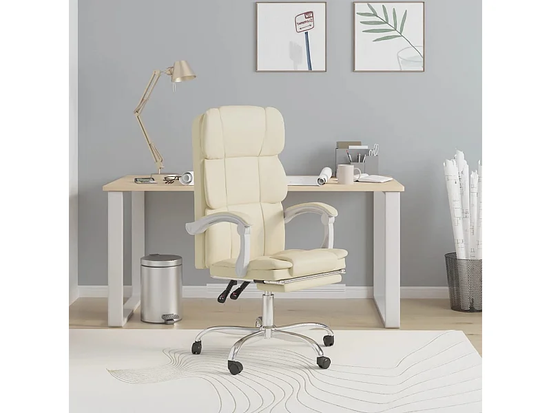 Fauteuil inclinable de bureau Crème Similicuir