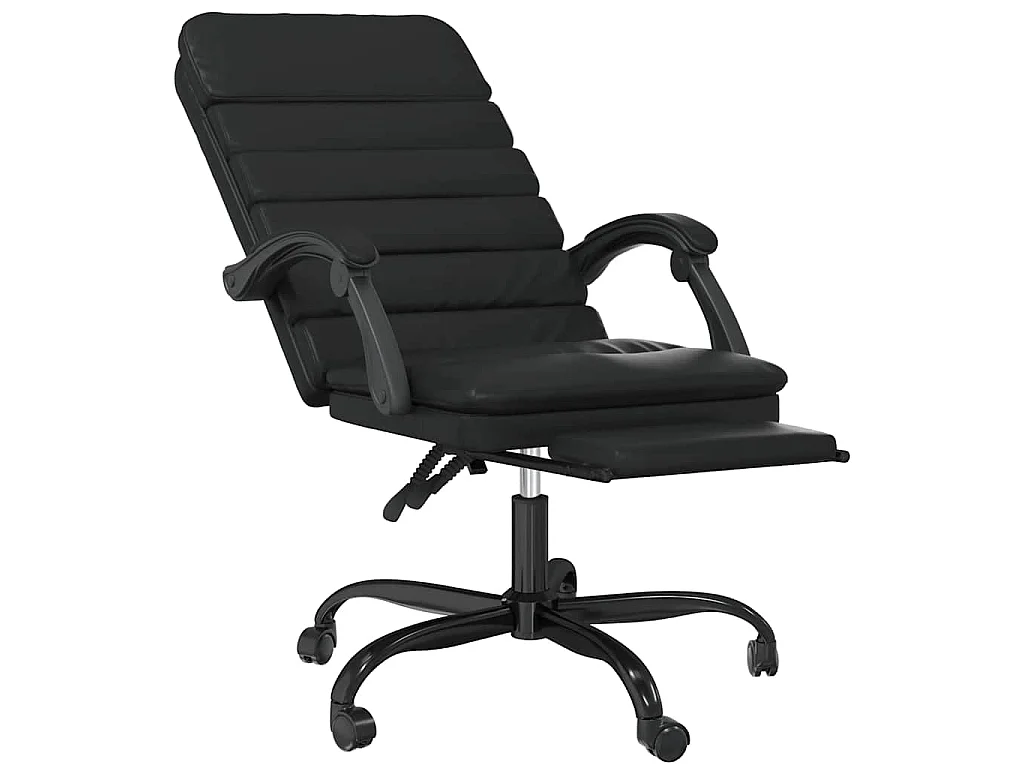 Cadeira escritório massagens reclinável couro artificial preto