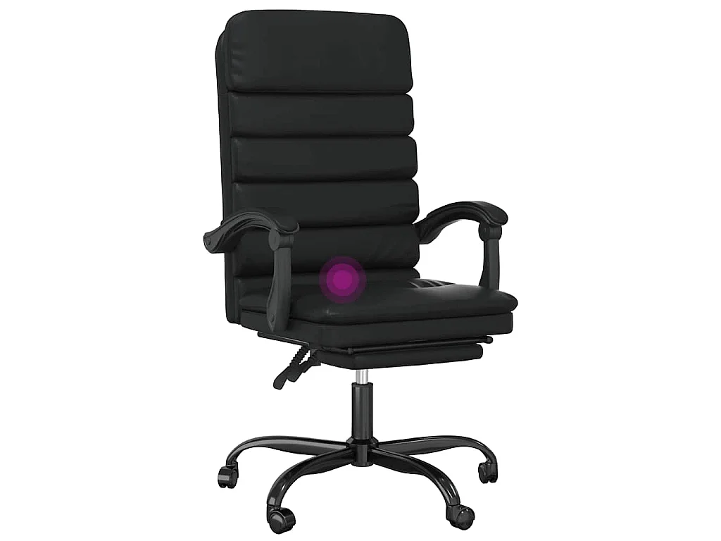 Cadeira escritório massagens reclinável couro artificial preto